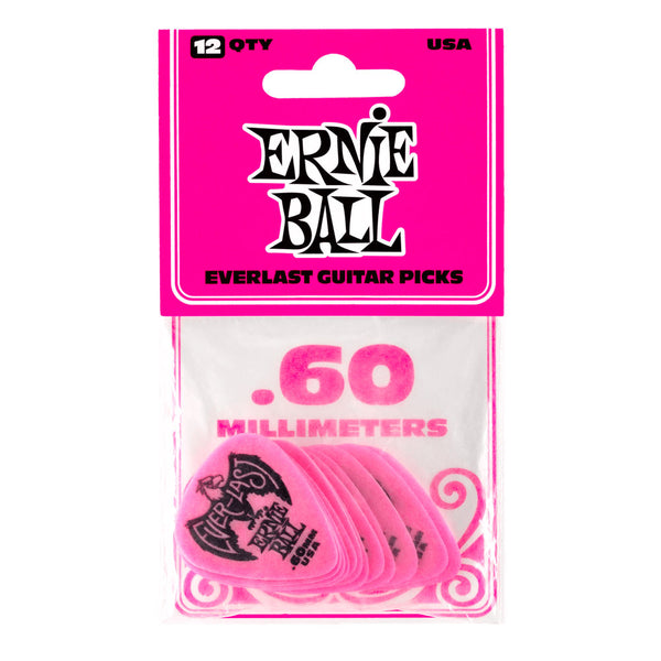 ERNIE BALL Everlast Picks 12-Pack Pink .60MM