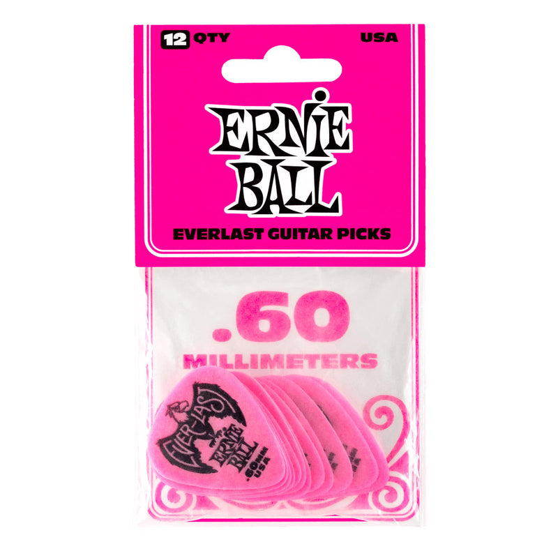 ERNIE BALL Everlast Picks 12-Pack Pink .60MM