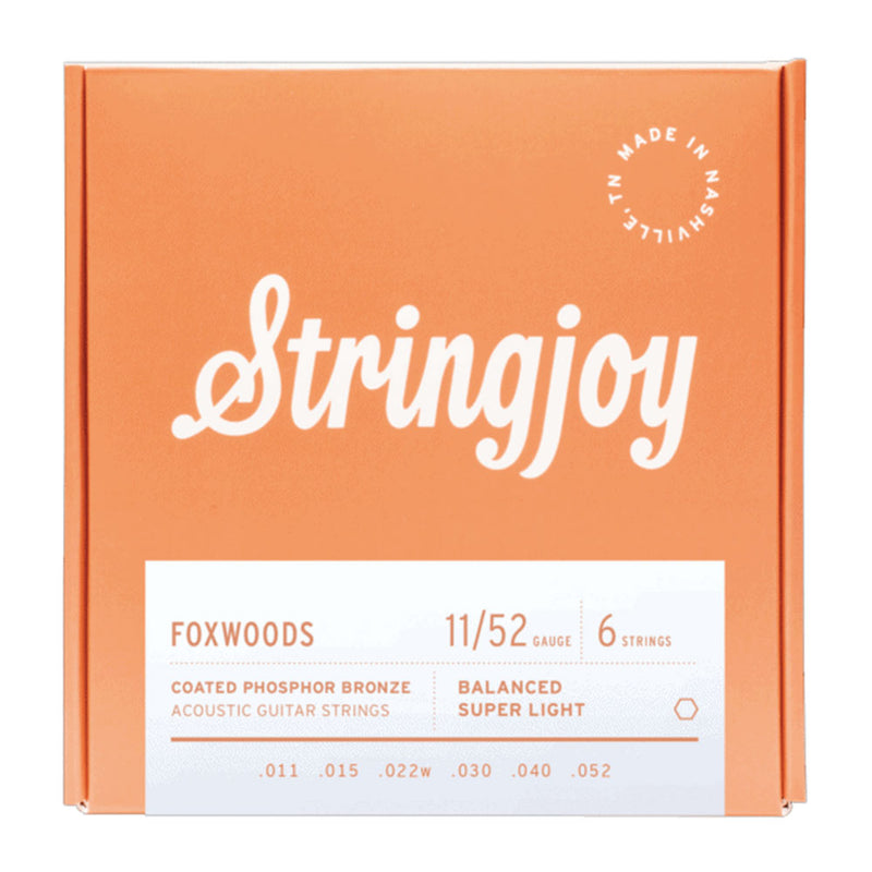 STRINGJOY Foxwoods - Super Light Gauge (11-52) Coated Acoustic Guitar Strings