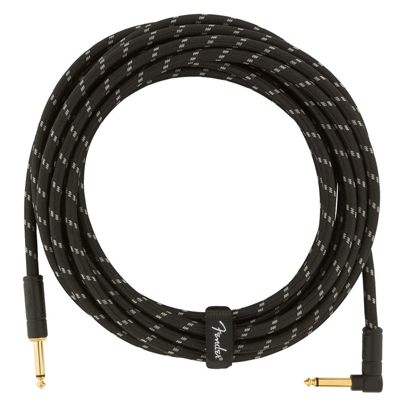 FENDER Deluxe Series Cable, Straight-Angle, 18.6 - Black Tweed