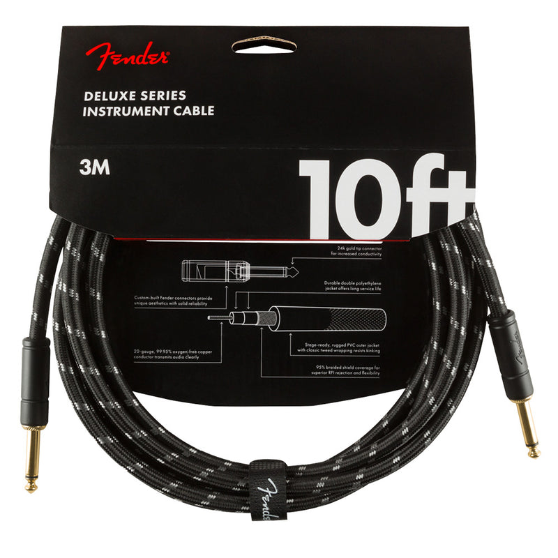 FENDER Deluxe Series Instrument Cable 10" - Black Tweed