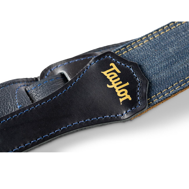 Taylor Blue Denim Strap, Gold Logo 2 Inch