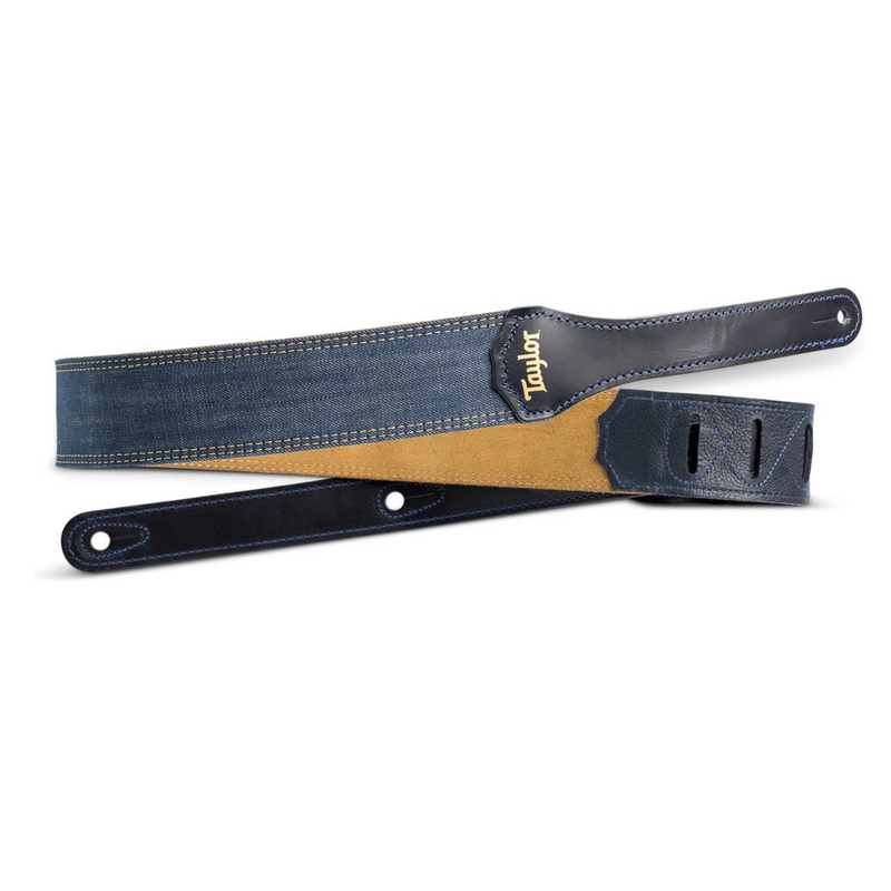 Taylor Blue Denim Strap, Gold Logo 2 Inch